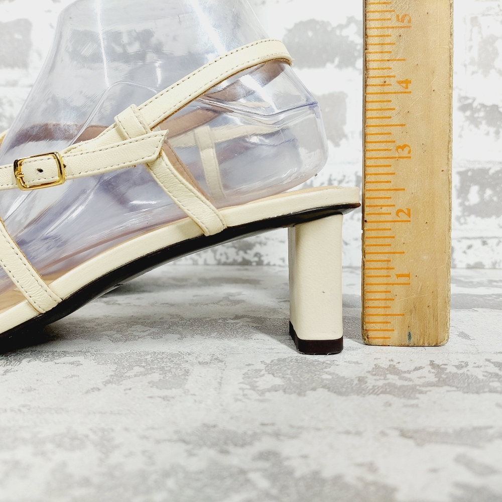 New Frame Le Braxton Strappy Heel Off White Leather Sandals B23 - Picture 2 of 14